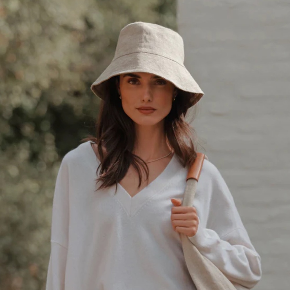 Isabella V. Natural European Linen Bucket Hat